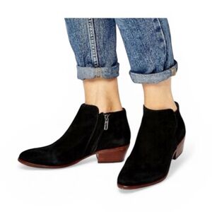 Sam Edelman Petty Black Suede Ankle Bootie Size 8W